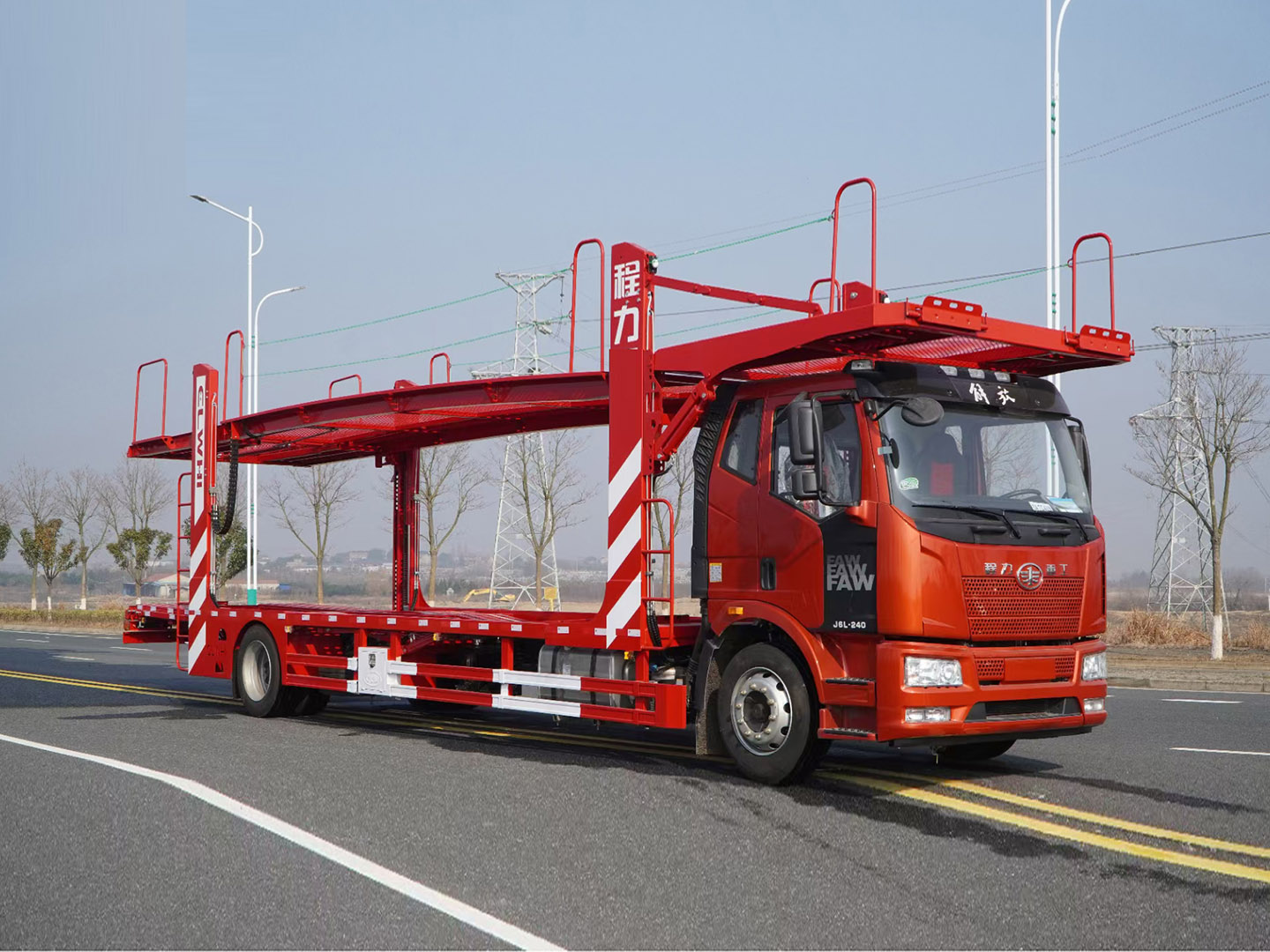 國(guó)六程力重工牌解放J6轎運(yùn)車6位板轎運(yùn)車
